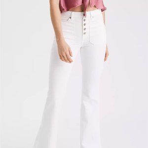 New AE Super High Rise Flare White Jeans - 6 X-Short